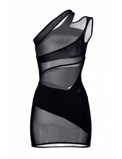 Платье с открытым плечом черное OS 840018
