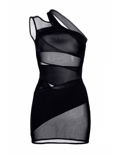 Платье с открытым плечом черное OS 840018