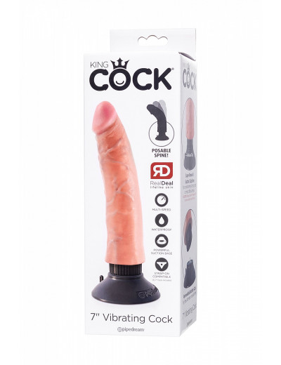 Вибратор Pipedream King Cock 7 Vibrating Cock телесный 18 см 540221