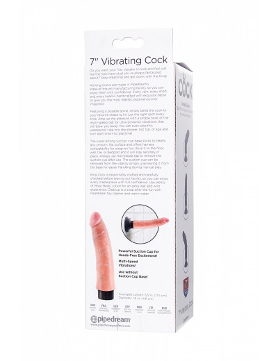 Вибратор Pipedream King Cock 7 Vibrating Cock телесный 18 см 540221