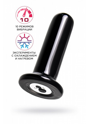 Стеклянный мини-вибратор Sexus Glass черный 10 см 911009