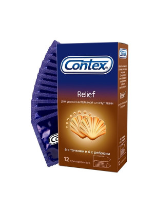Презерватив Contex Ribbed ребристые 12  шт Contex 12 Relief