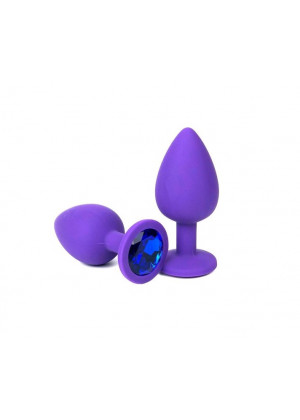 Анальная втулка фиолетовая с кристаллом Small синий 7 см Д-004-02