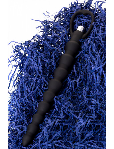 Анальная цепочка черная Toyfa A-toys с вибрацией силикон 32,7 см 761305