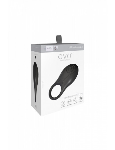 Эрекционное кольцо OVO инновационной формы с вибрацией силиконовое черное A2-1