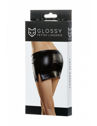 Мини-юбка Glossy из материала Wetlook черный S 955013-S