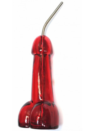 Бокал красный в форме пениса 150 мл воронка и трубочка EH2312-600крас