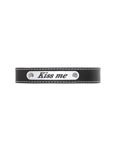 Чокер Штучки-Дрючки Kiss me с белой строчкой черный 690009