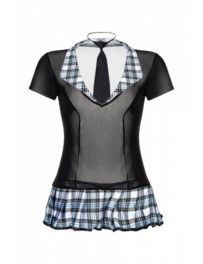 Костюм школьницы: топ, галстук, стринги черно-синий OS 841061