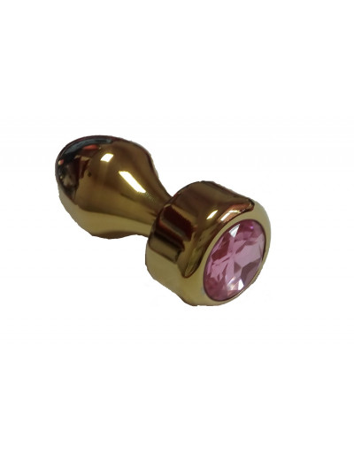 Анальная втулка с кристаллом Gold Butt Plug Pink 7,8 см Д265731