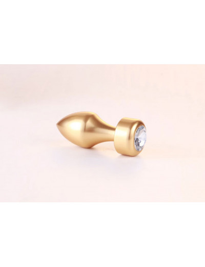 Анальная втулка с кристаллом Gold Butt Plug Pink 7,8 см Д265731