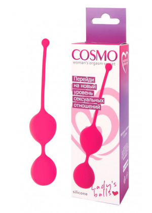 Вагинальные шарики Cosmo розовые неон 16 см CSM-23007-25