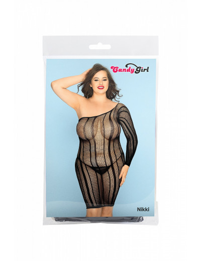 Платье-сетка и стринги Candy Girl Nikki черные 2XL 844013-BLK-2XL