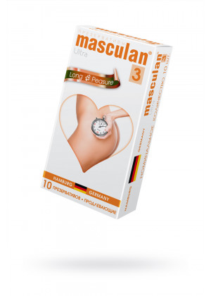 Презервативы Masculan Ultra 3 кольца и пупырышки с анестетиком Long Pleasure 10 шт 315