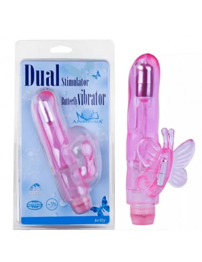 Вибромассажер Dual Stimulator Butterfly розовый 18 см Д83058-1