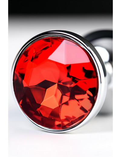 Анальная втулка серебряная с красным кристаллом Small 7 см 717010-9
