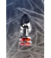 Анальная втулка серебряная с красным кристаллом Small 7 см 717010-9