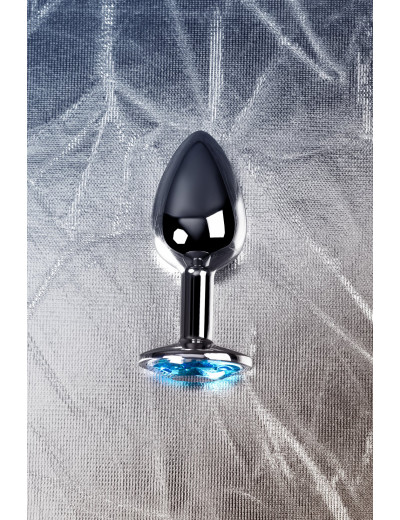 Анальная втулка с кристаллом Small голубой 7 см Д712007