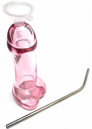 Бокал розовый в форме пениса 150 мл воронка и трубочка EH2312-600роз