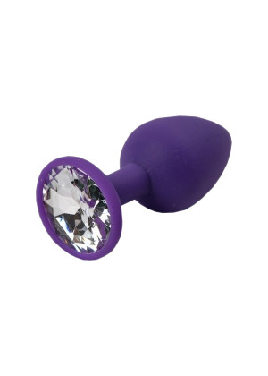 Анальная втулка фиолетовая с кристаллом Large прозрачный 9.5см Д-004-21