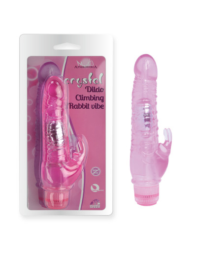 Вибратор Crystal Dildo Climbing Rabbit Vibe розовый 21,5 см Д83053роз