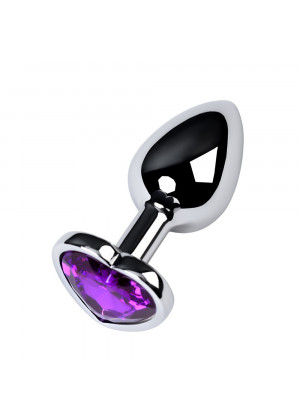 Анальная втулка с кристаллом сердце Small фиолетовый 7 см Д713018