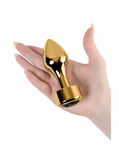 Анальная втулка с черным кристаллом Butt Plug Gold 10,8 см 717034-5