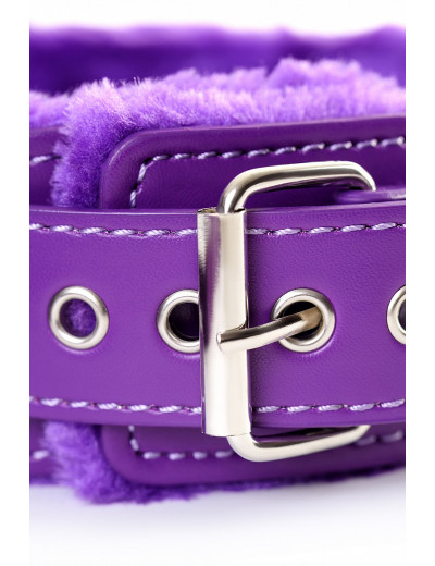 Ролевая игра в стиле БДСМ фиолетовый: маска, наручники, оковы, ошейник, флоггер, кляп 690205