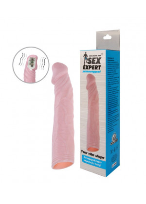 Насадка на пенис с вибрацией Sex Expert телесная 18 см SEM-55074