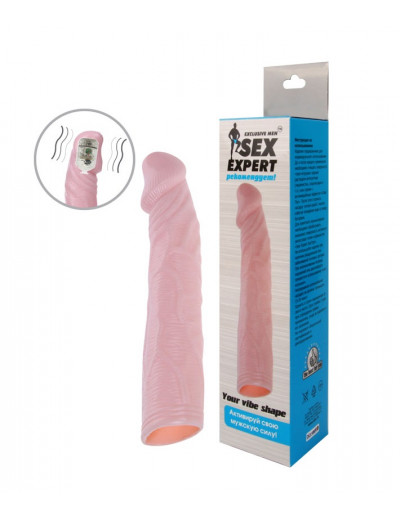 Насадка на пенис с вибрацией Sex Expert телесная 18 см SEM-55074