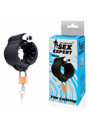 Насадка на пенис с вибрацией Sex Expert черная 4 см SEM-55190