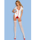Костюм медсестры Candy Girl : топ, стринги, чулки бело-красный OS 841065