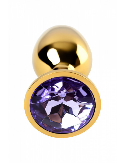 Анальная втулка с кристаллом Small Gold фиолетовым 7 см 717004-15