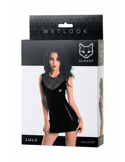 Платье Glossy Lulu из материала Wetlook черное L 955023-L