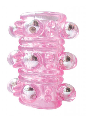 Насадка открытая с шариками розовая Crystal Sleeve 5 см ЕЕ-10085