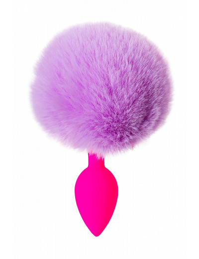 Анальная втулка розовая с заичим фиолетовым хвостом 13 см 357016