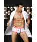 Костюм доктора Candy Boy Daniel халат, боксеры, стетоскоп, значок бело-красный OS 801015