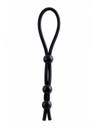 Лассо на пенис A-toys с тремя бусинами черное 19,5 см 768020