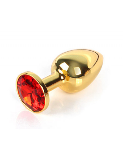 Анальная втулка с кристаллом Small Gold красный 7 см 717004-9