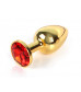 Анальная втулка с кристаллом Small Gold красный 7 см Д717004-9
