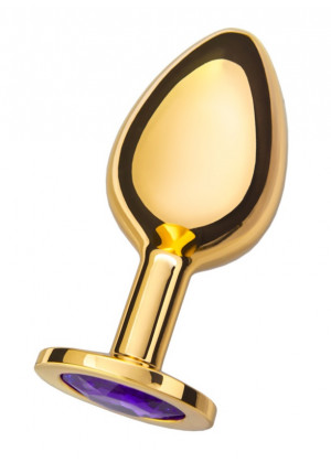 Анальная втулка с кристаллом Small Gold фиолетовый 7 см Д712104