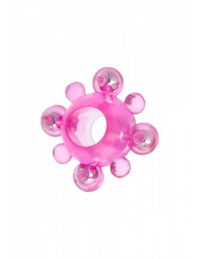 Эрекционное кольцо с бусинами розовое 2 см 888004