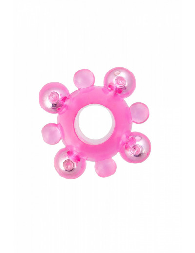 Эрекционное кольцо с бусинами розовое 2 см 888004