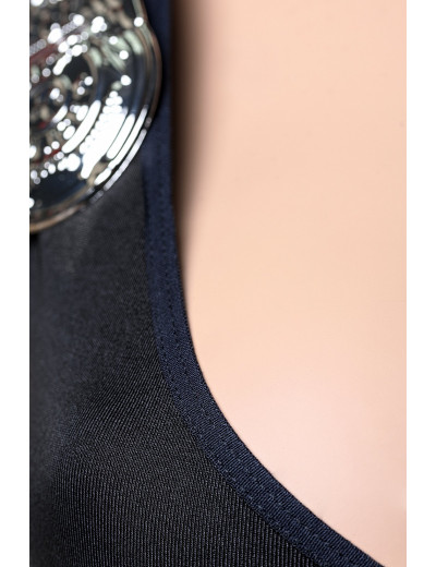 Костюм полицейской (топ, значок, юбка, трусики и головной убор) черный-OS 841015