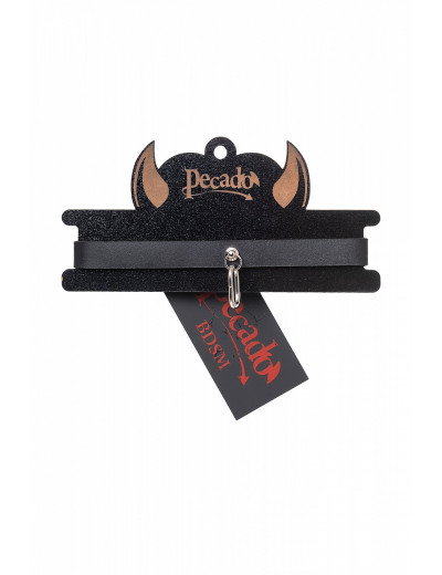 Чокер с овальным кольцом Pecado BDSM кожа черный 03417