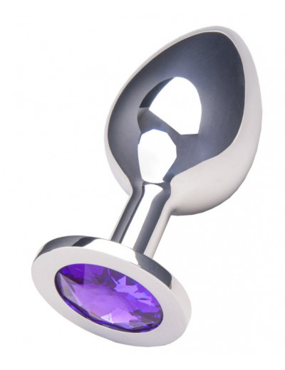 Анальная втулка с кристаллом Large фиолетовый 9 см Д712011