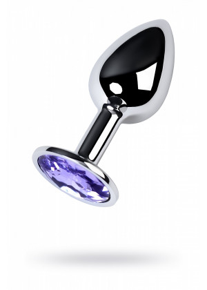 Анальная втулка серебряная с фиолетовым кристаллом Small 7 см 717001-4