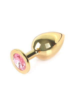 Анальная втулка с кристаллом Medium Gold светло-розовый 8 см Д712093-1