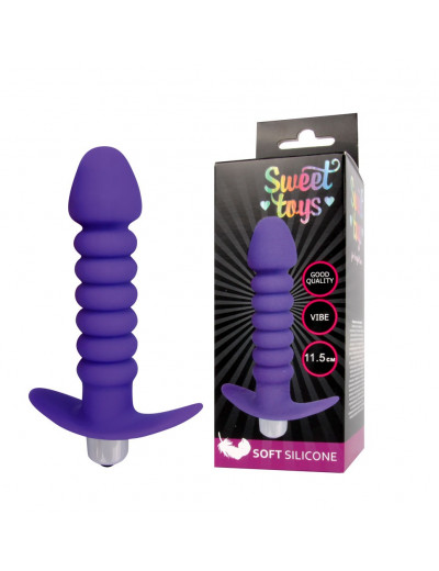 Анальная втулка с вибрацией Sweet Toys фиолетовая 11,5 см ST-40170-5