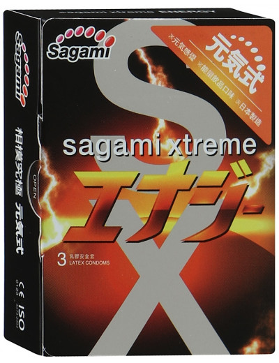 Презервативы латексные Sagami Xtreme Energy ультратонкие со вкусом энергетика 3 шт 724/1